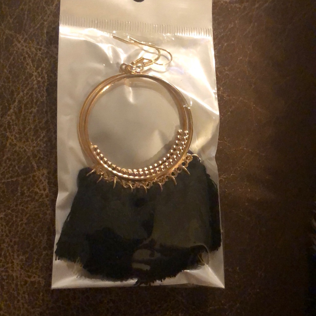 Hoop Earrings With Fringe - New In Packaging